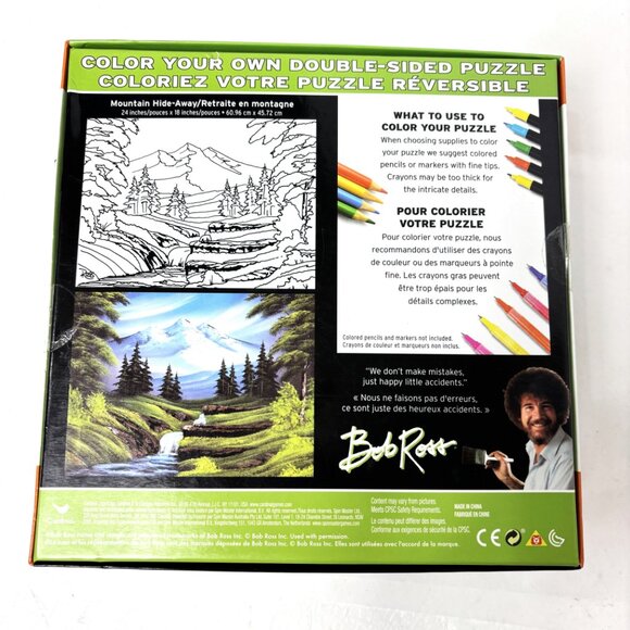 Bob Ross Puzzle 300 Piece Double Sided Color Your Own Mountain Hide Away NWT - Picture 9 of 10